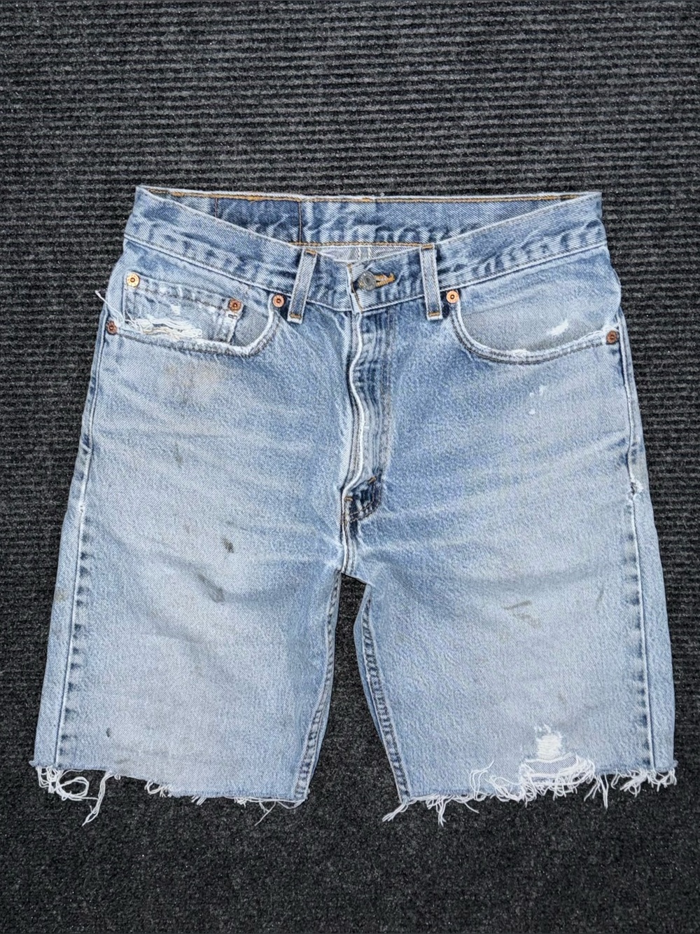 Vtg Levis 505 Cutoff Denim Shorts Mens 29 (tag 32) Distressed Thrashed Red Tab